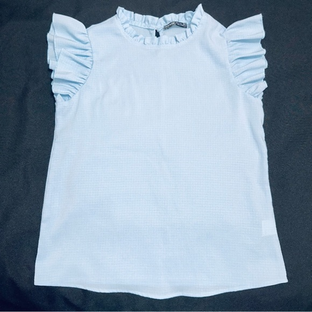 SHEIN‎ top light blue flutter sleeve size XS